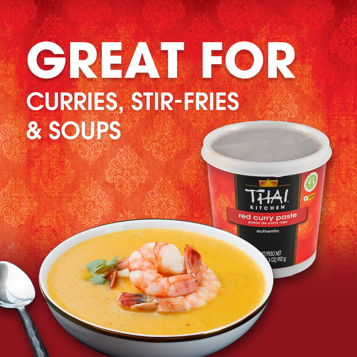 Stubb's Thai Kitchen Red Curry Paste 35 oz – Authentic Thai Flavor for Stir-Fries & Soups