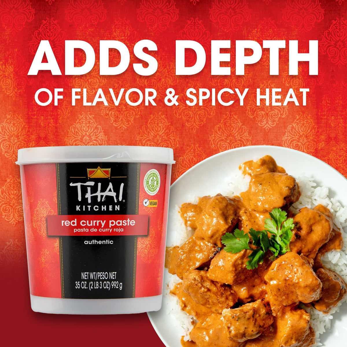 Stubb's Thai Kitchen Red Curry Paste 35 oz – Authentic Thai Flavor for Stir-Fries & Soups