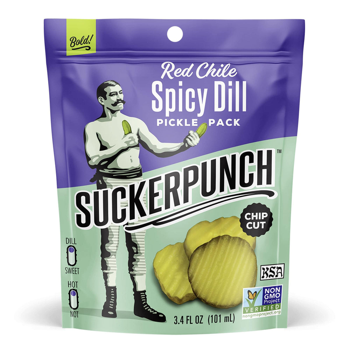 SUCKERPUNCH Pickles in a Pouch — 4-Flavor Variety Pack Red Chile Spicy, Gluten Free & Sugar Free
