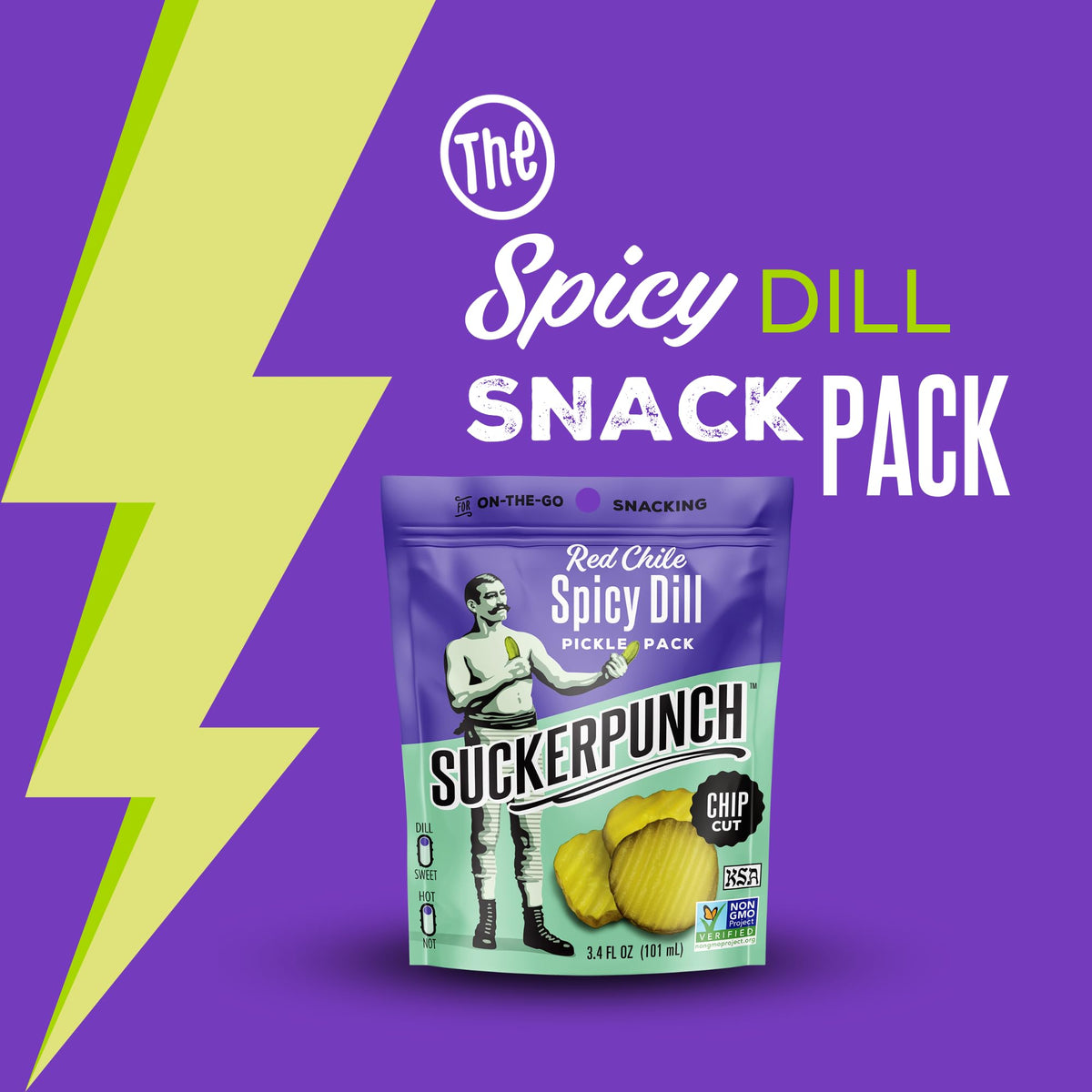 SUCKERPUNCH Pickles in a Pouch — 4-Flavor Variety Pack Red Chile Spicy, Gluten Free & Sugar Free