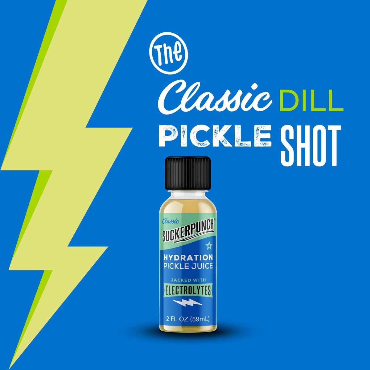 SUCKERPUNCH Electrolyte Pickle Shot – Quick Hydration, Cramp Relief, 2oz, 12ct