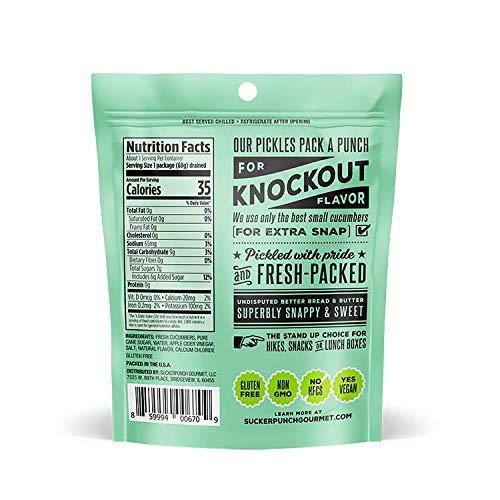 SUCKERPUNCH Pickles in a Pouch — 4-Flavor Variety Pack (Bread & Butter), Gluten Free, Keto, 3.4 oz