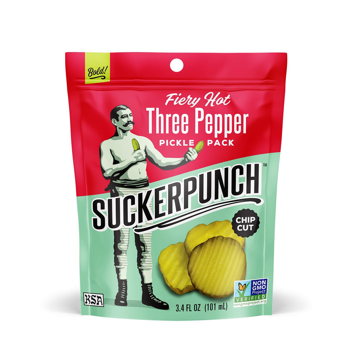 SuckerPunch Pickles in a Pouch — 4-Flavor Variety Pack, Dill Chip-Cut, On-the-Go Snack