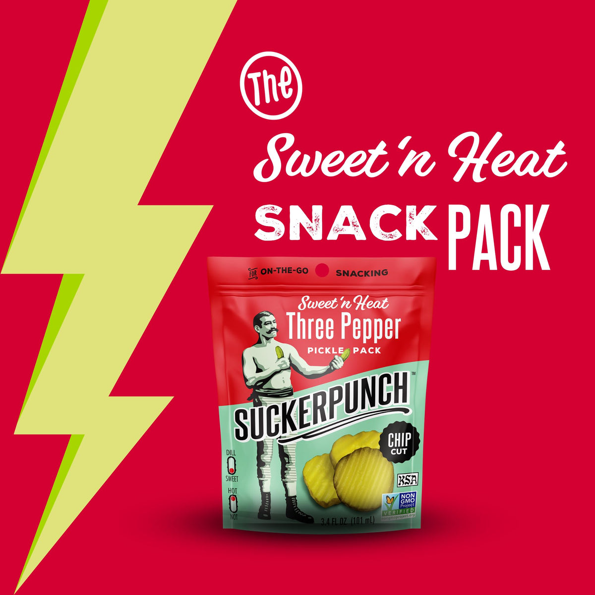 SuckerPunch Pickles in a Pouch — 4-Flavor Variety Pack, Dill Chip-Cut, On-the-Go Snack