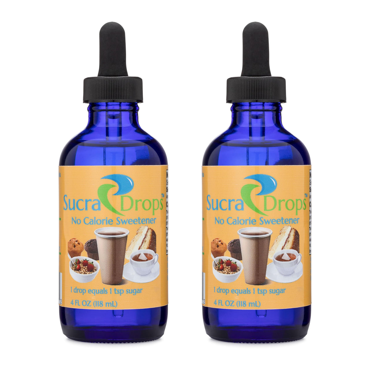 SucraDrops Premium Liquid Sucralose Sweetener — 2 x 4 oz Bottles, 2,360 Drops Total