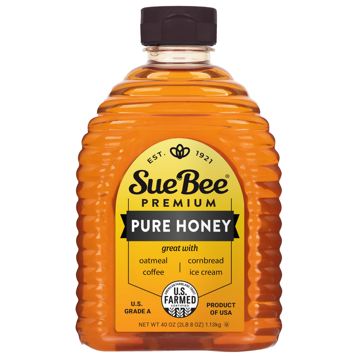 Sue Bee Pure Premium Honey — US Grade A, 40 oz, Pure All-Natural Honey
