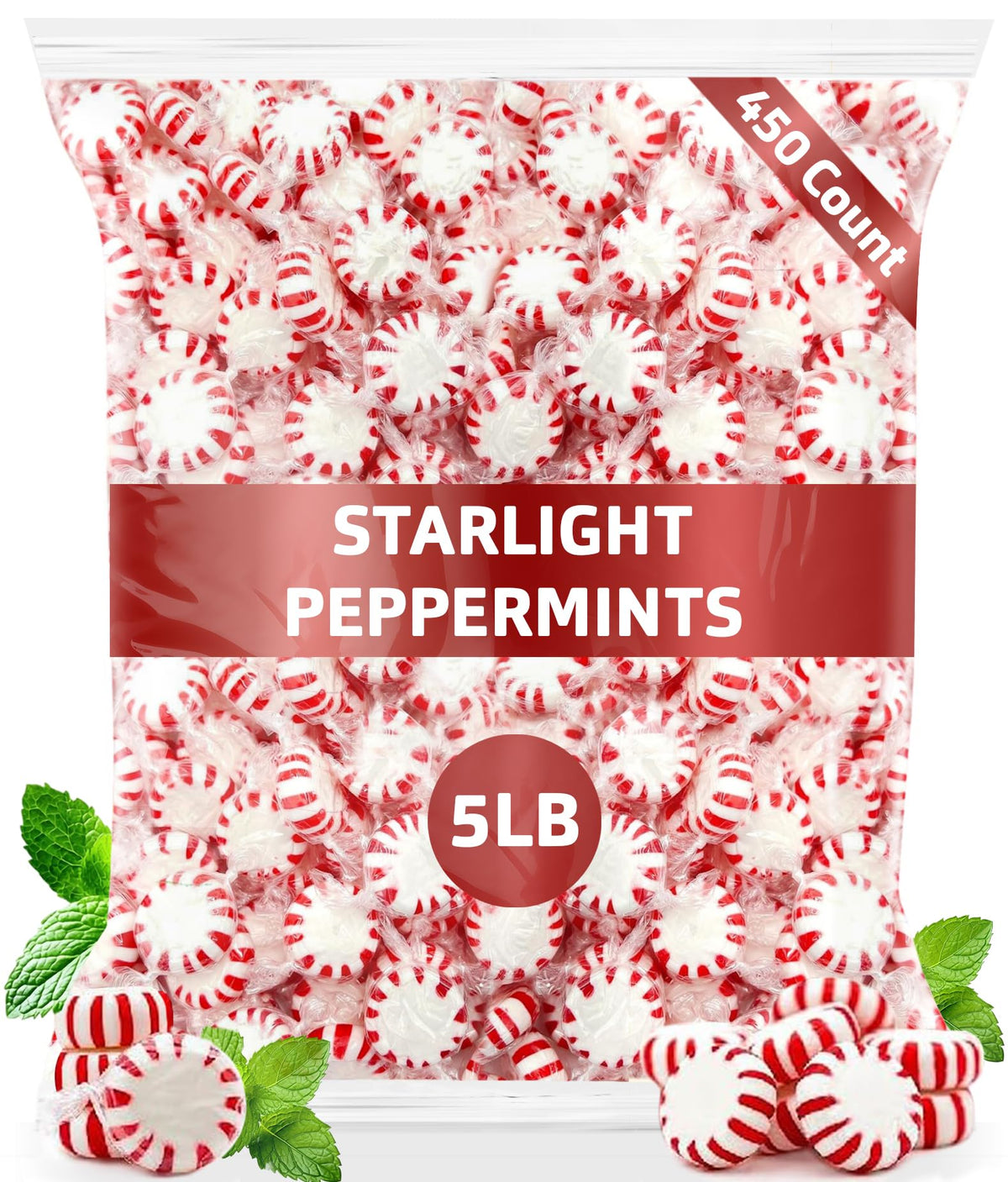 SUGADELIC Bulk Starlight Peppermints – 5 lb Bag (Approx. 450 Pieces)