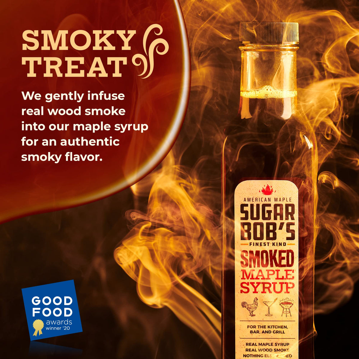 Sugar Bob’s Finest Kind Smoked Maple Syrup – Real Vermont, 8.45 oz