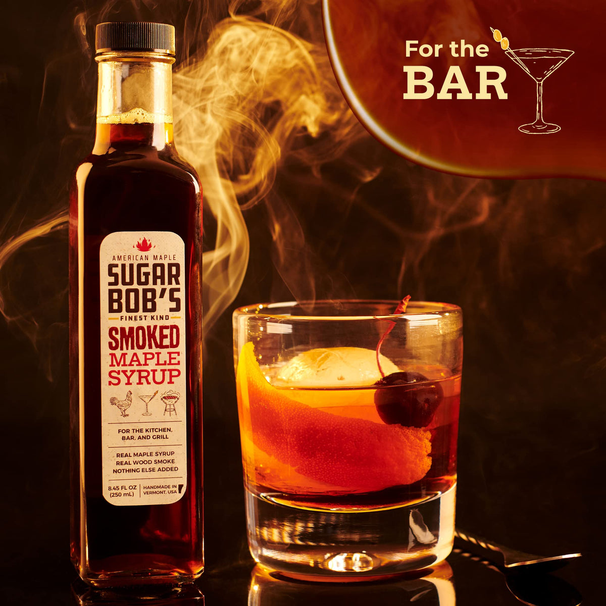 Sugar Bob’s Finest Kind Smoked Maple Syrup – Real Vermont, 8.45 oz