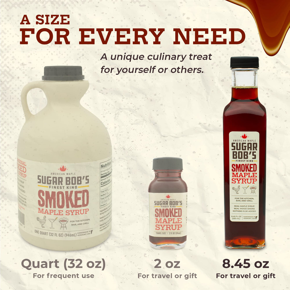 Sugar Bob’s Finest Kind Smoked Maple Syrup – Real Vermont, 8.45 oz