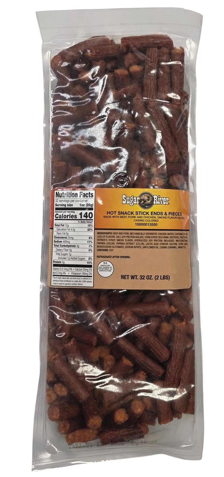 Sugar River Ends & Pieces Snack Sticks – 2lb Beef & Pork (Not Vacuum Sealed)