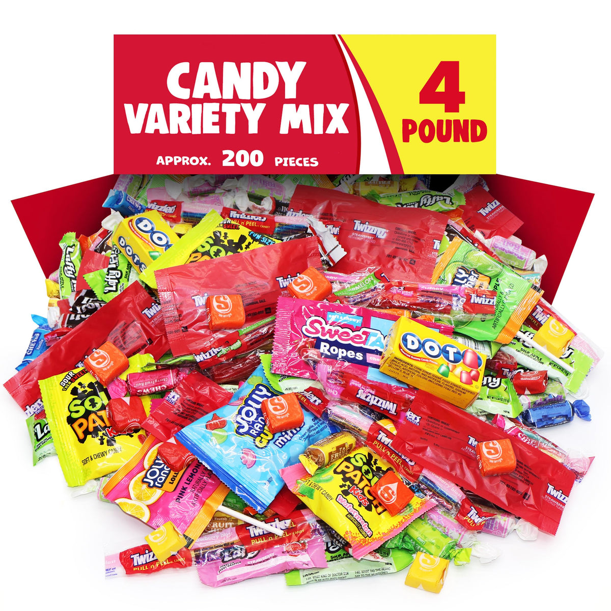 Sugaridge Bulk Candy Variety Mix – 4 lb, ~200 Pieces, Individually Wrapped