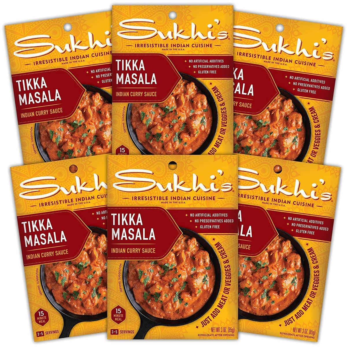 Sukhi's Indian Curry Paste – Chicken Tikka Masala Sauce, 3oz (Pack of 6) Gluten Free