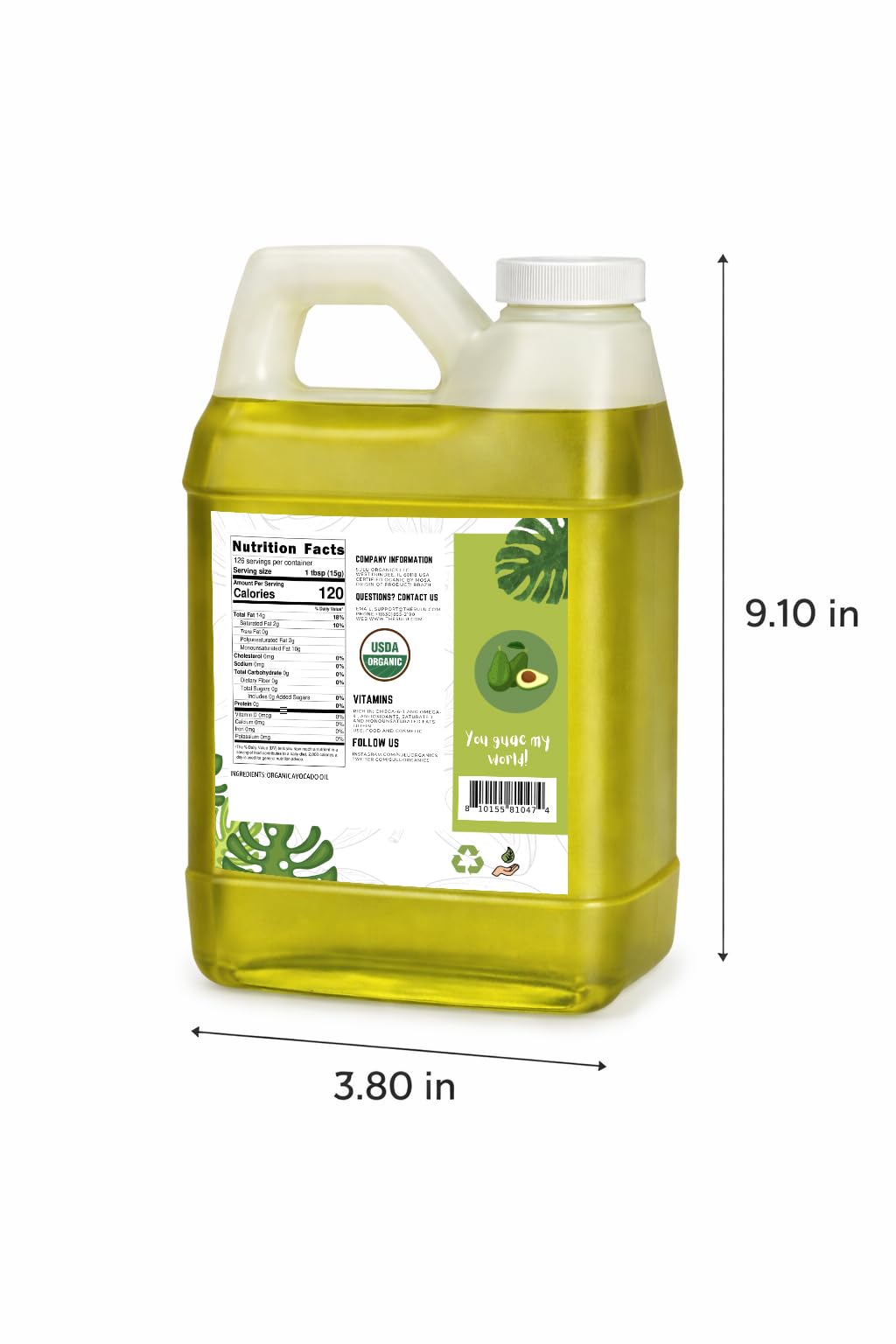 Sulu Organics 4 Lbs Organic Unrefined Avocado Oil – Extra Virgin, Raw