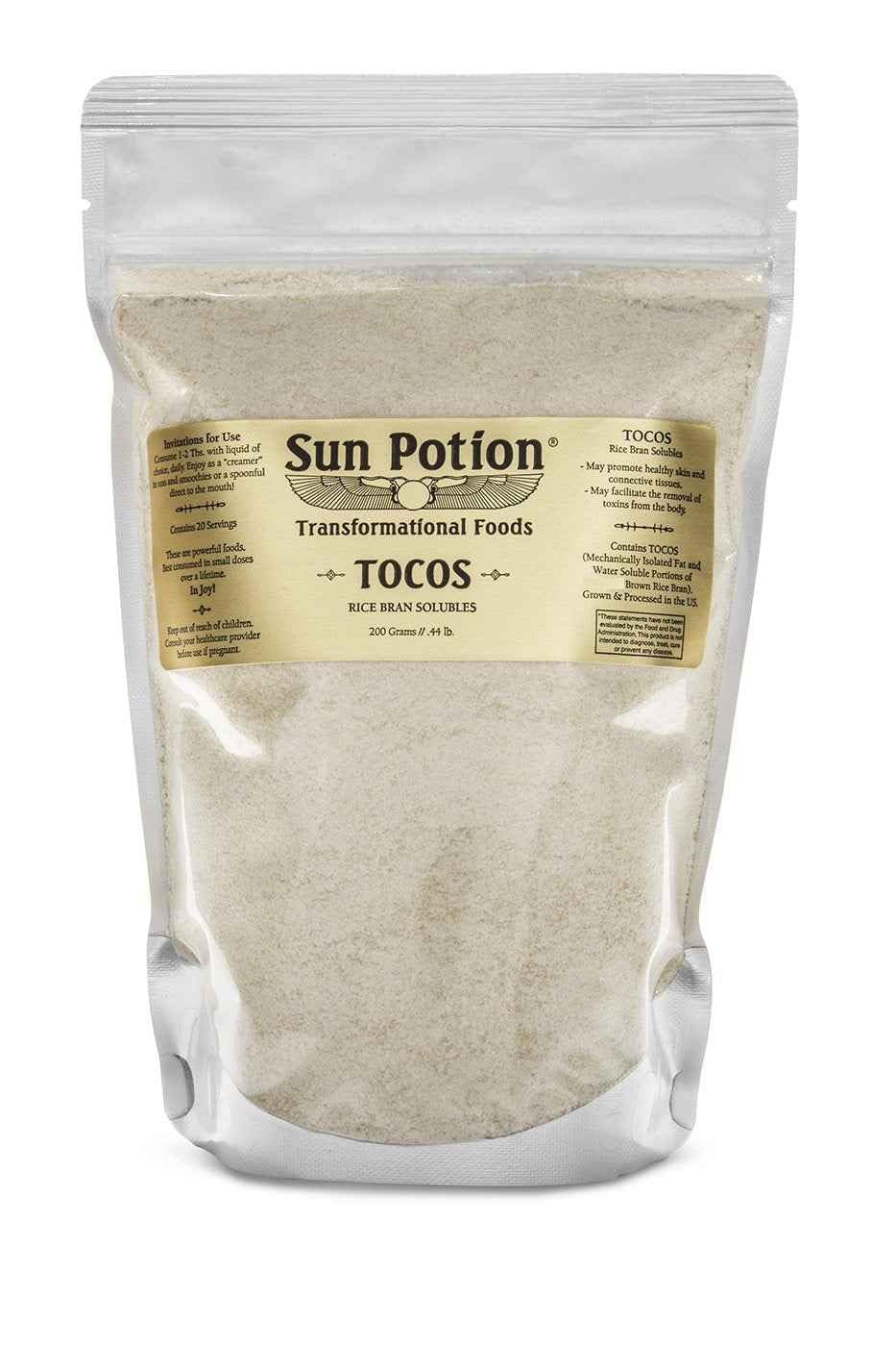 Sun Potion Tocos Powder – Rice Bran Solubles with Tocotrienols (Vitamin E) | Beauty Superfood for Skin & Hair | Non-GMO 200g