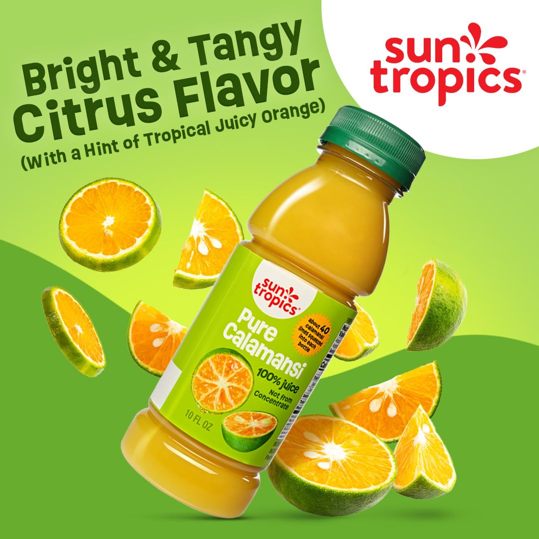 Sun Tropics Pure Calamansi Juice – 4 Pack, 10 oz Each | 100% Pure, Not From Concentrate