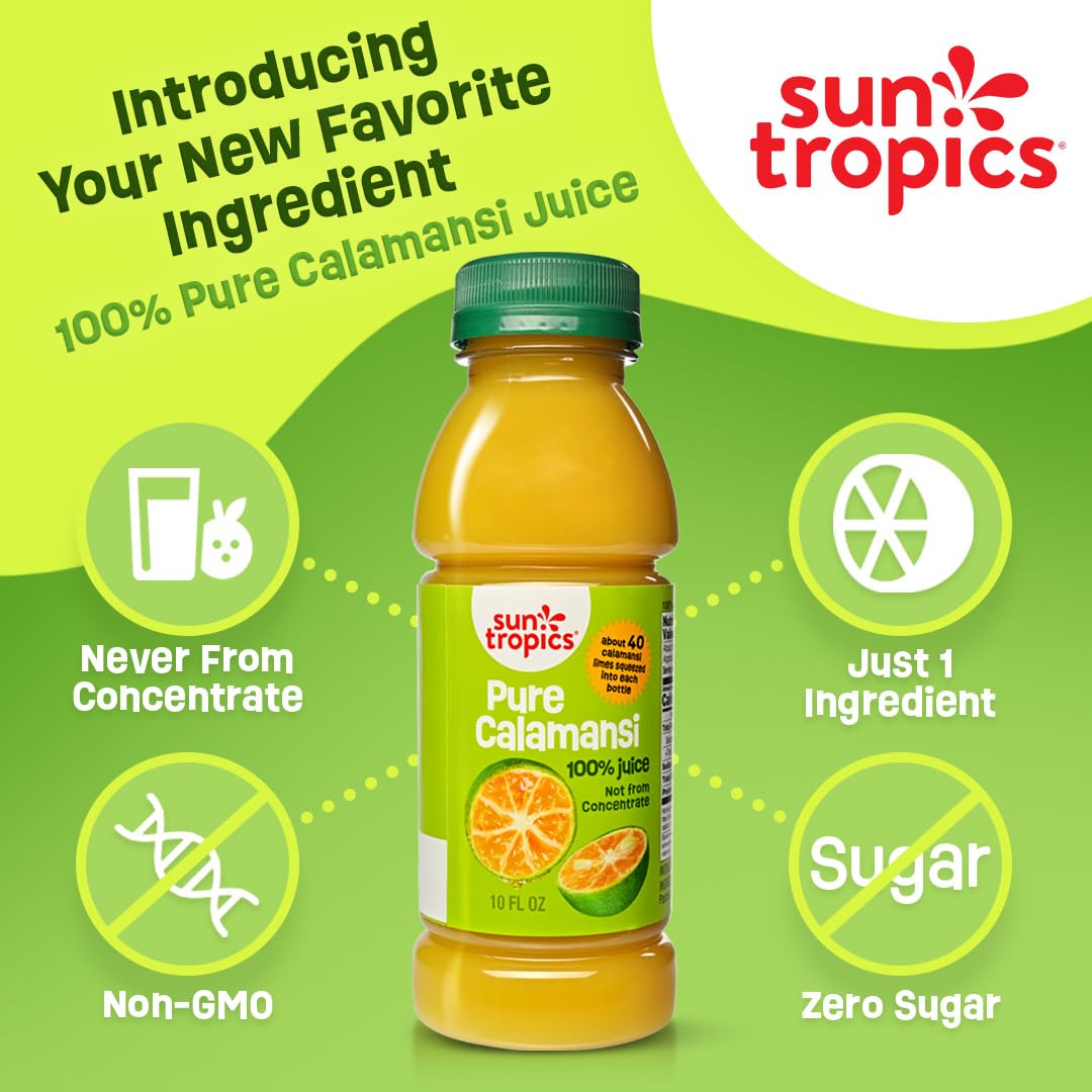 Sun Tropics Pure Calamansi Juice – 4 Pack, 10 oz Each | 100% Pure, Not From Concentrate