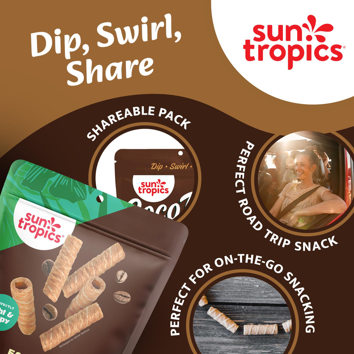 Sun Tropics CocoRolls Espresso Flavor – 6 Count Coconut Wafer Cookies (4 oz each) | Gluten Free & Dairy Free
