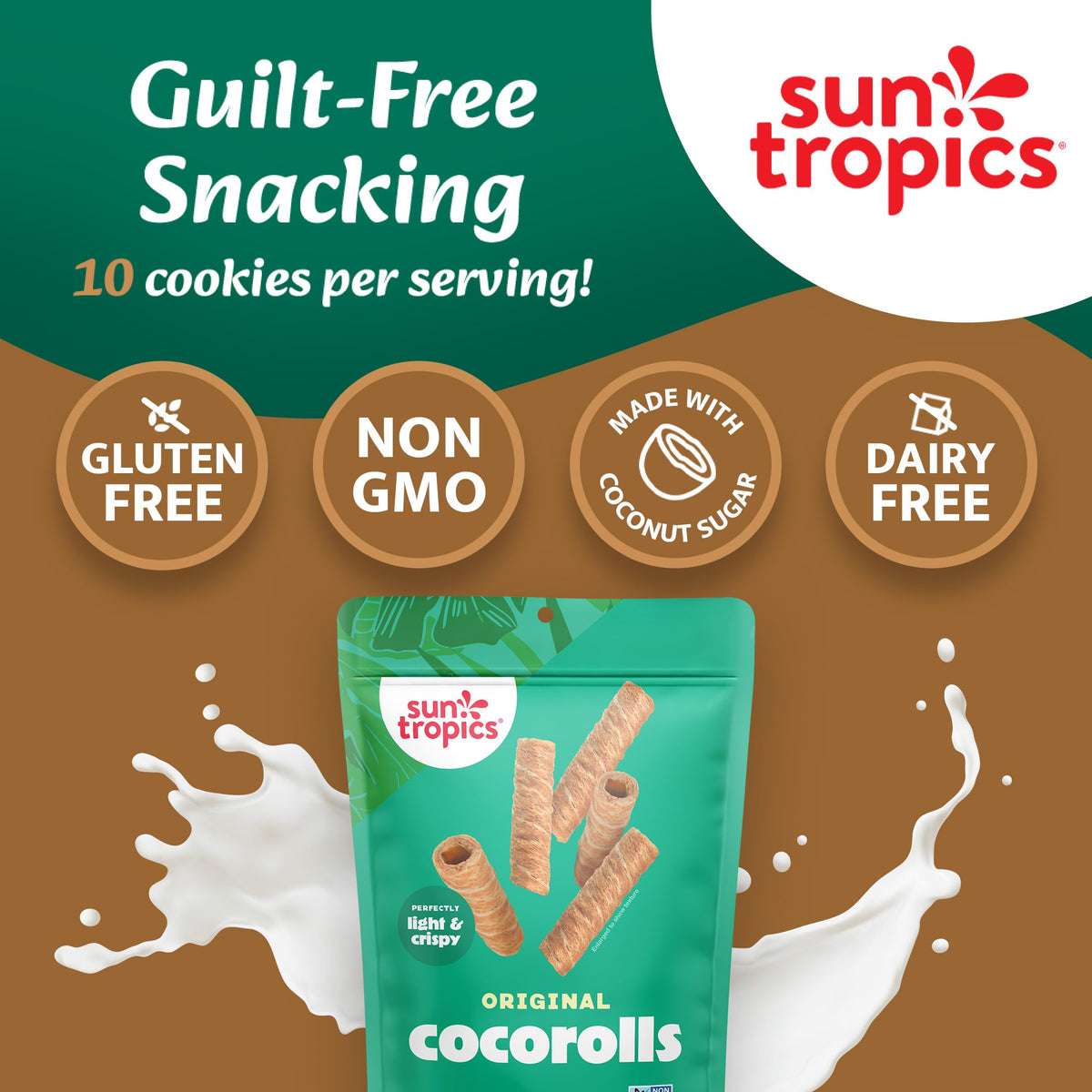 Sun Tropics CocoRolls Original - 6 Count (4 oz Each) | Gluten Free & Dairy Free Coconut Wafers