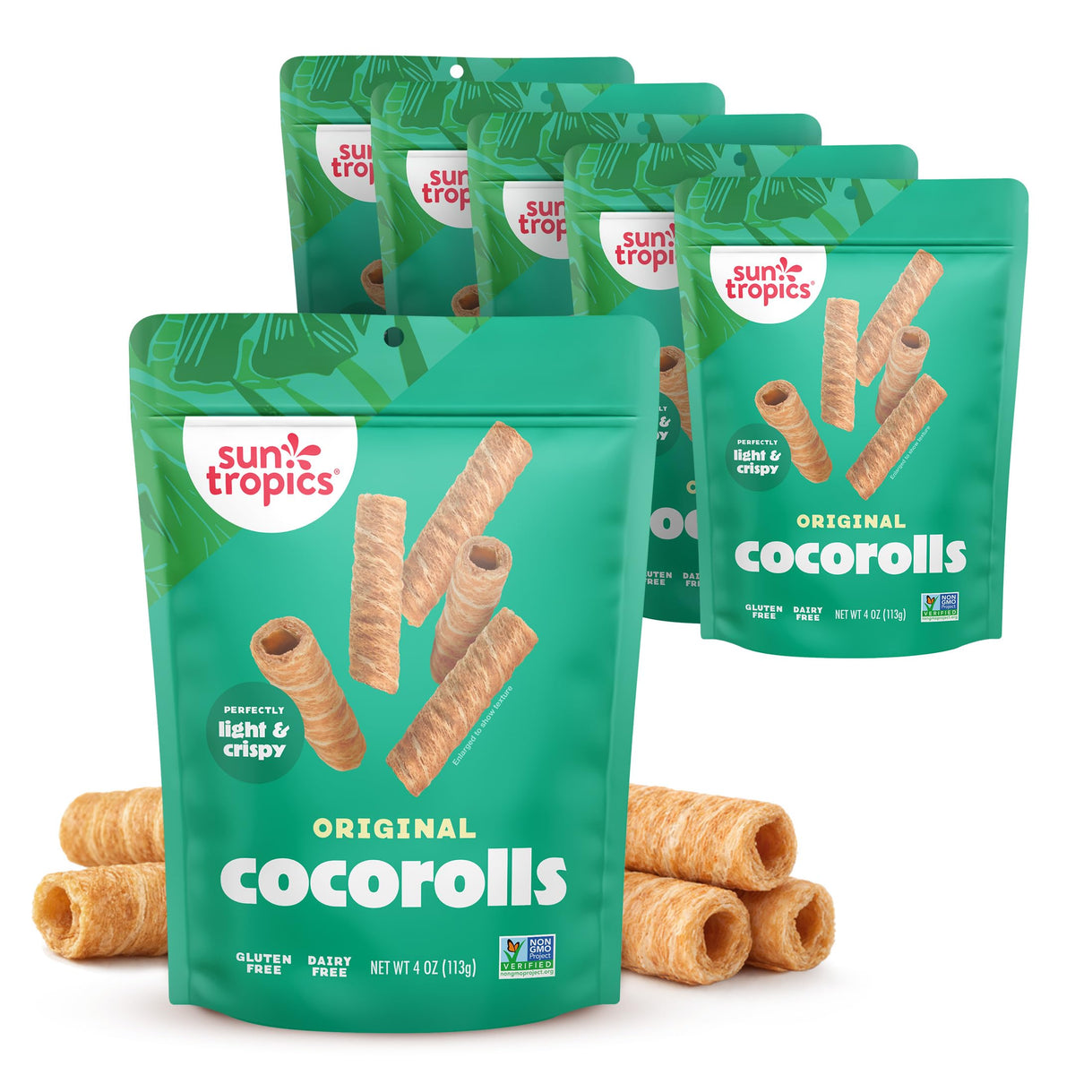 Sun Tropics CocoRolls Original - 6 Count (4 oz Each) | Gluten Free & Dairy Free Coconut Wafers
