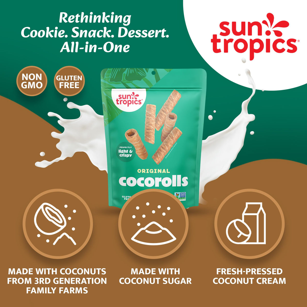 Sun Tropics CocoRolls Original - 6 Count (4 oz Each) | Gluten Free & Dairy Free Coconut Wafers