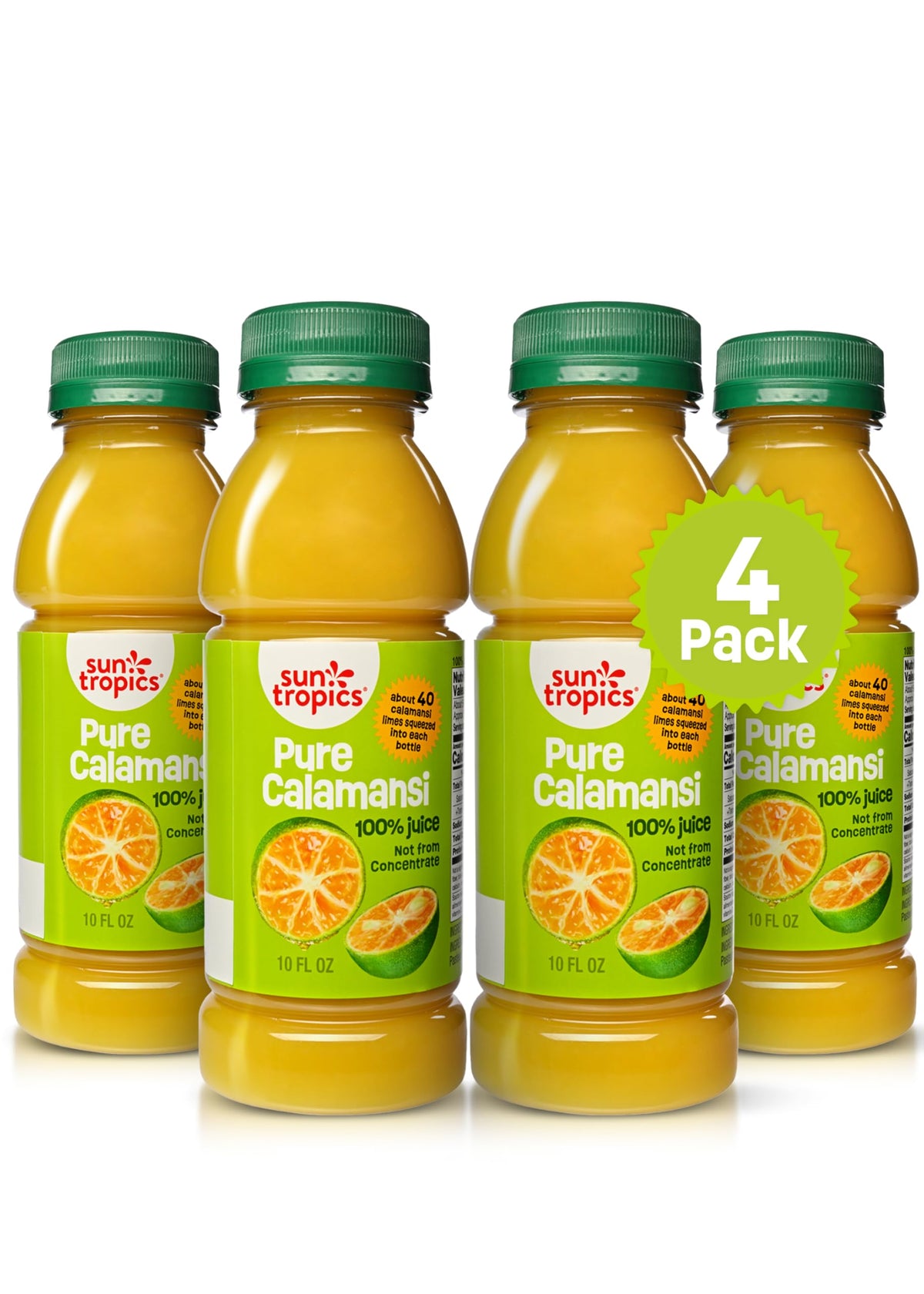 Sun Tropics Pure Calamansi Juice – 4 Pack, 10 oz Each | 100% Pure, Not From Concentrate