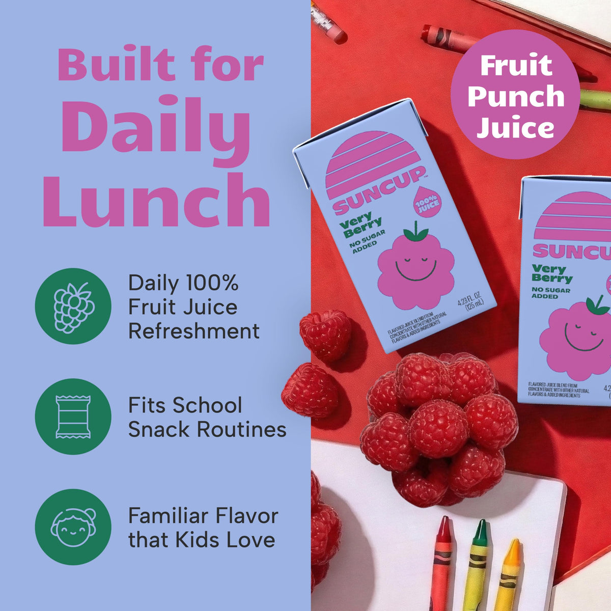 SunCup 100% Fruit Juice Boxes for Kids – No Added Sugar, No Dyes, No Preservatives | 40-Pack Very Berry