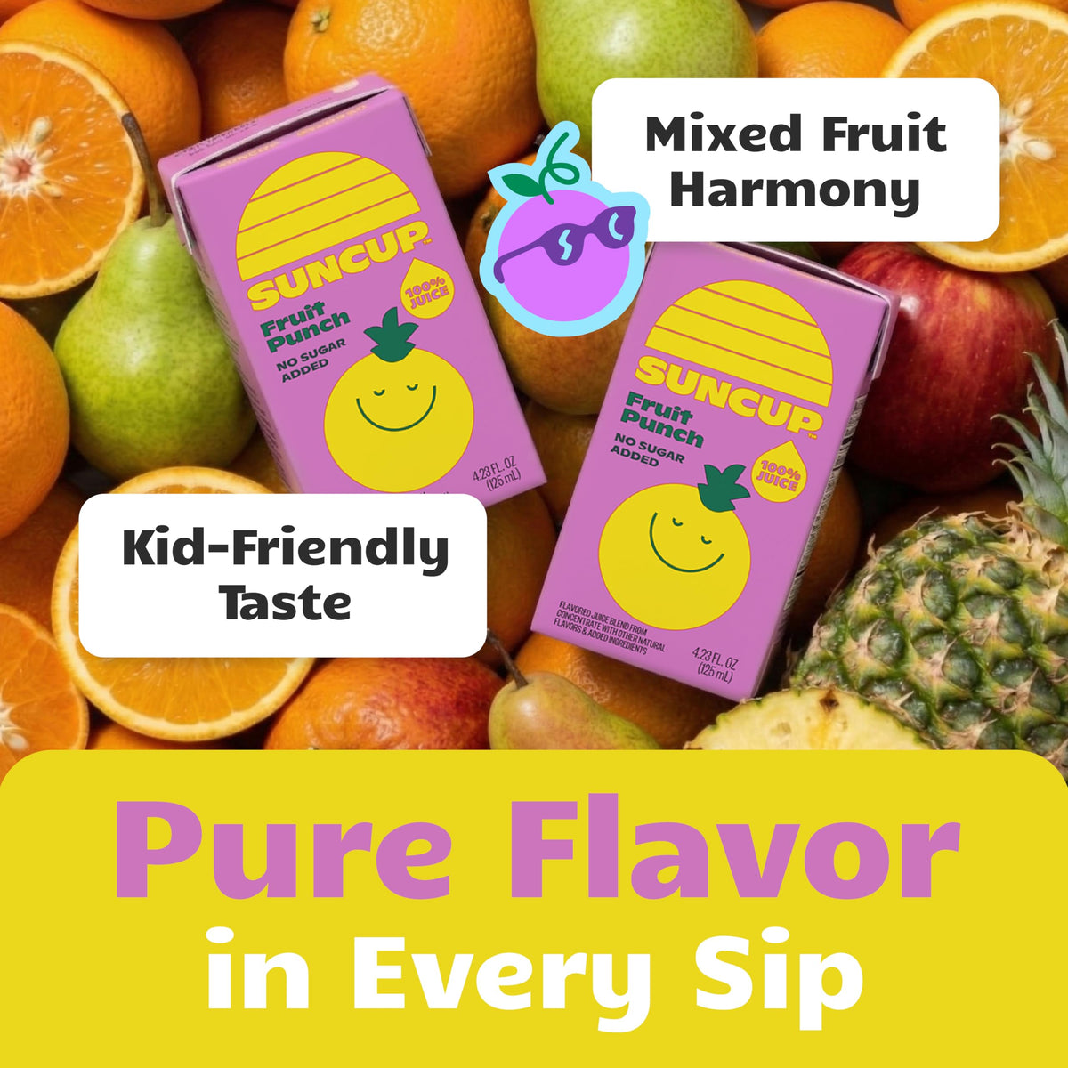 SunCup 100% Juice Boxes for Kids – No Added Sugar, No Dyes | 40 Pack Fruit Punch