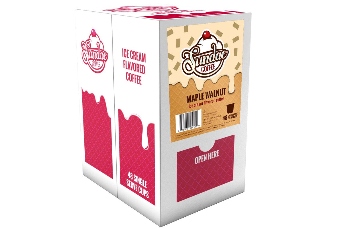 Sundae Ice Cream Flavored Coffee Pods Maple Walnut – 48 Count | Keurig 2.0 Compatible