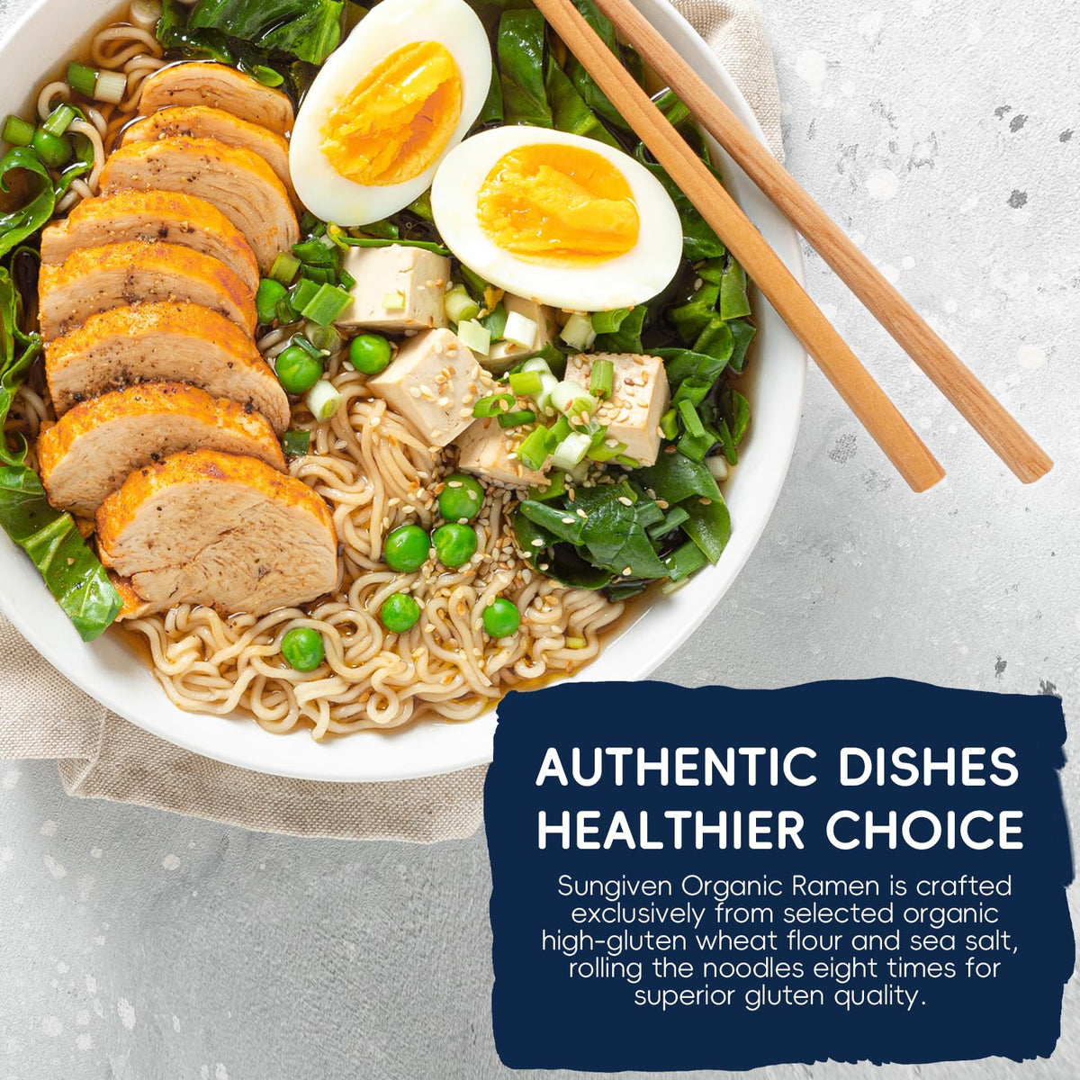 SUNGIVEN Organic Ramen Noodles – Low Sodium, Ready in 3 Minutes, No Additives