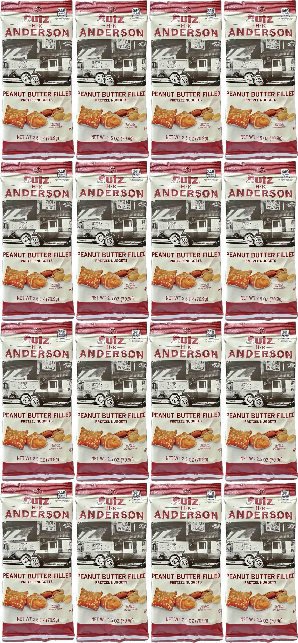 SUPERDEALS HK Anderson Peanut Butter Filled Pretzel Nuggets – 16-Pack Bundle