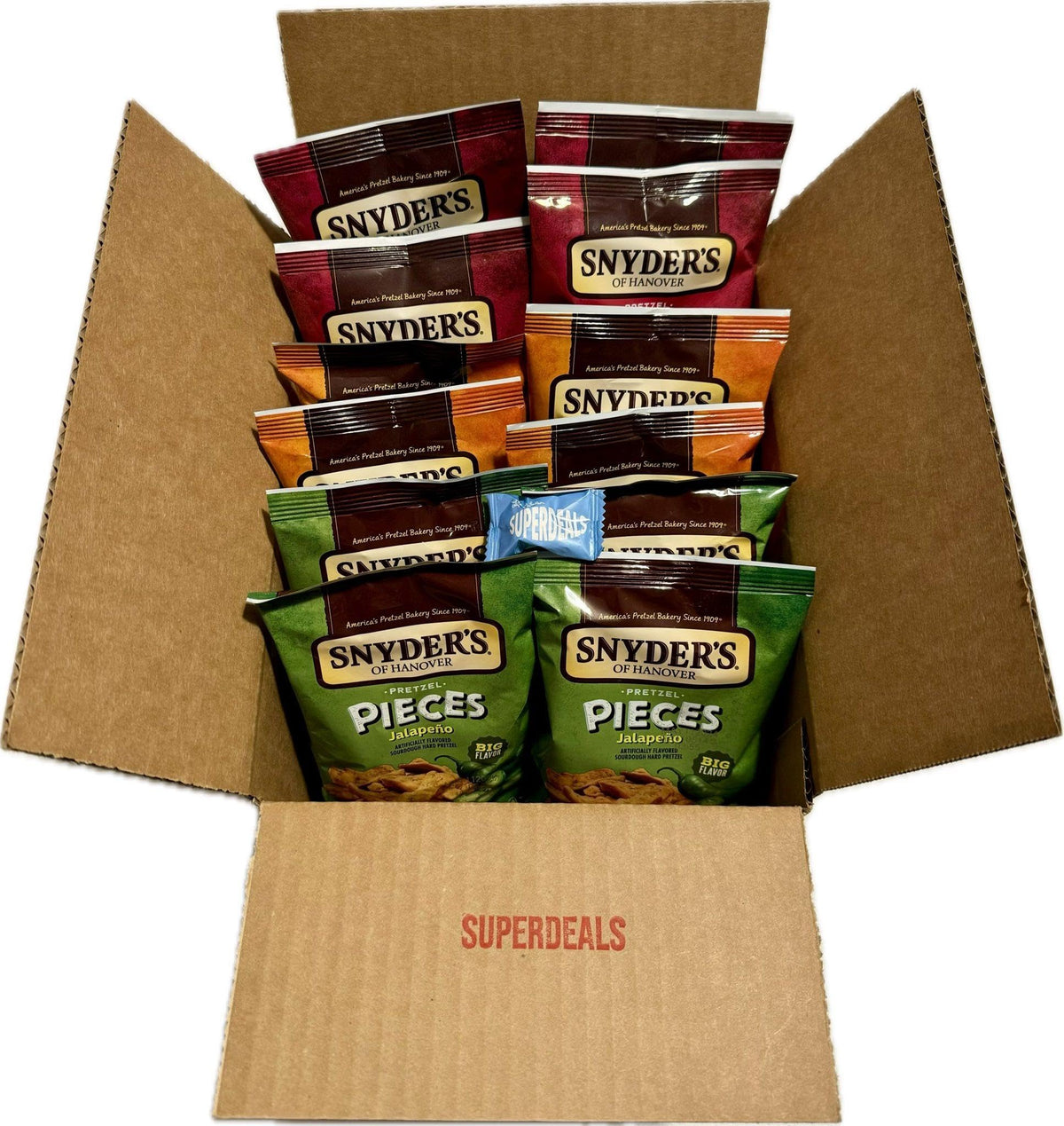Snyder's of Hanover Pretzel Pieces Variety 12 Pack – Cheddar, Honey Mustard & Onion, Jalapeño | SUPERDEALS