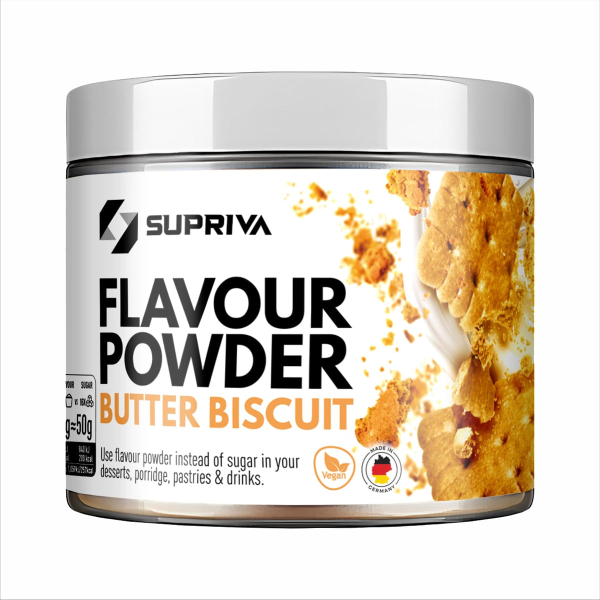 SUPRIVA Flavor Powder – 3-4 kcal/serving, Sugar-Free, High Fiber, 66 Servings (Butter Biscuit)