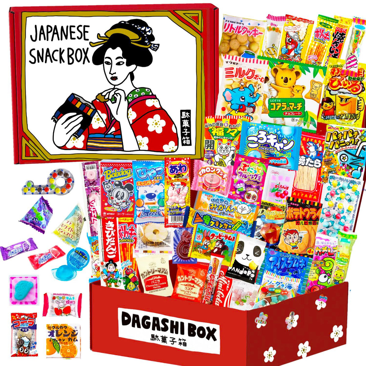 SurpriseBox Japanese Candy Box – 50 Dagashi Treats for Gifting