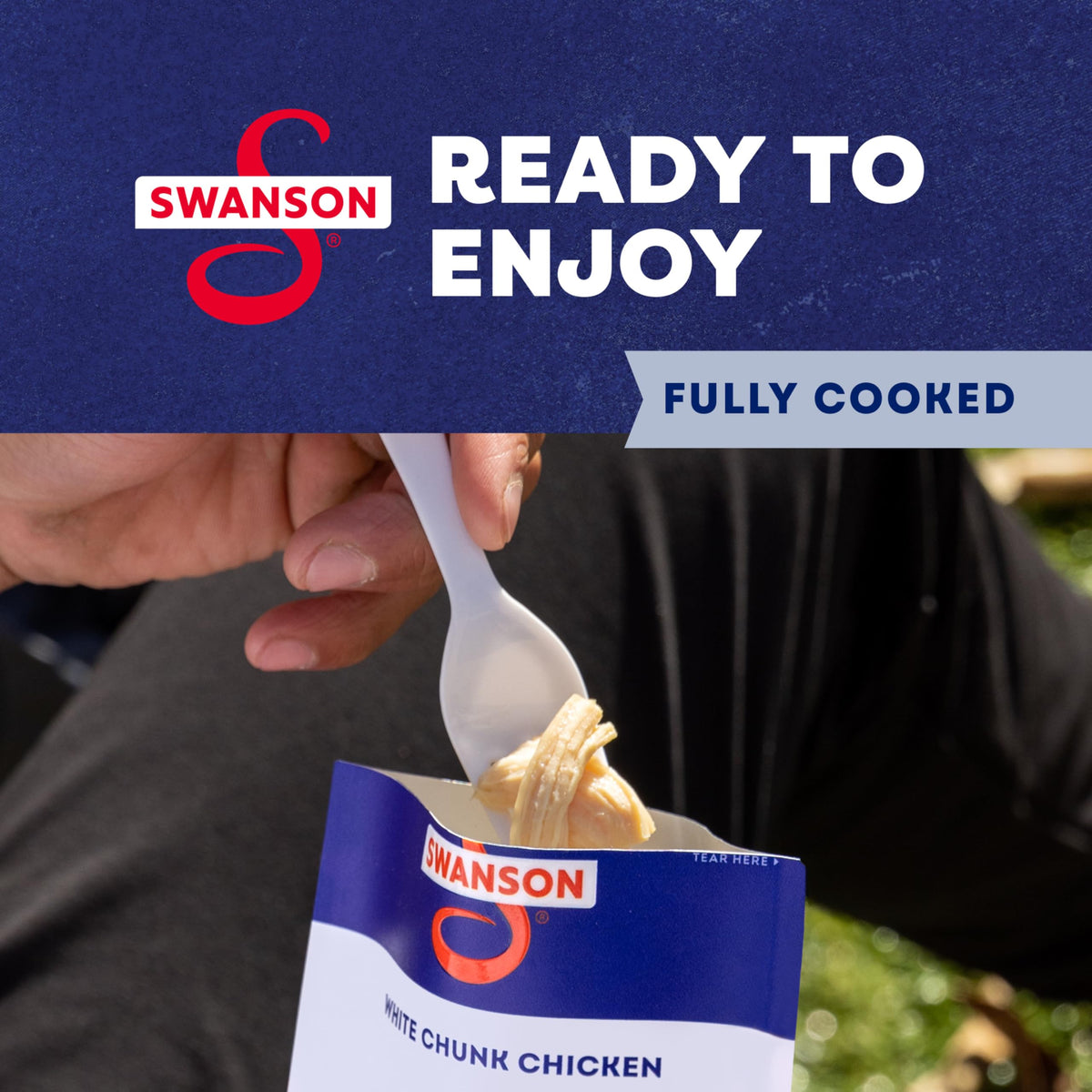 Swanson Hickory Smoked BBQ Chicken – Fully Cooked White Chunk, 2.6 oz Pouches (12 Pack)
