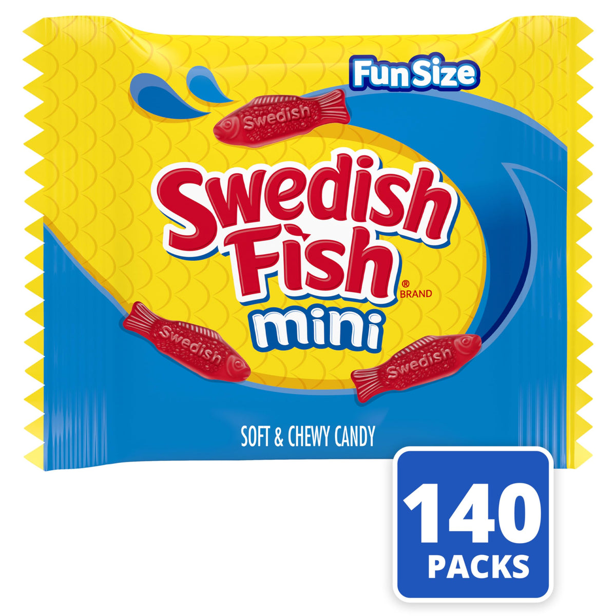 SWEDISH FISH Mini Soft & Chewy Candy – 140 Snack Packs Bulk Candy