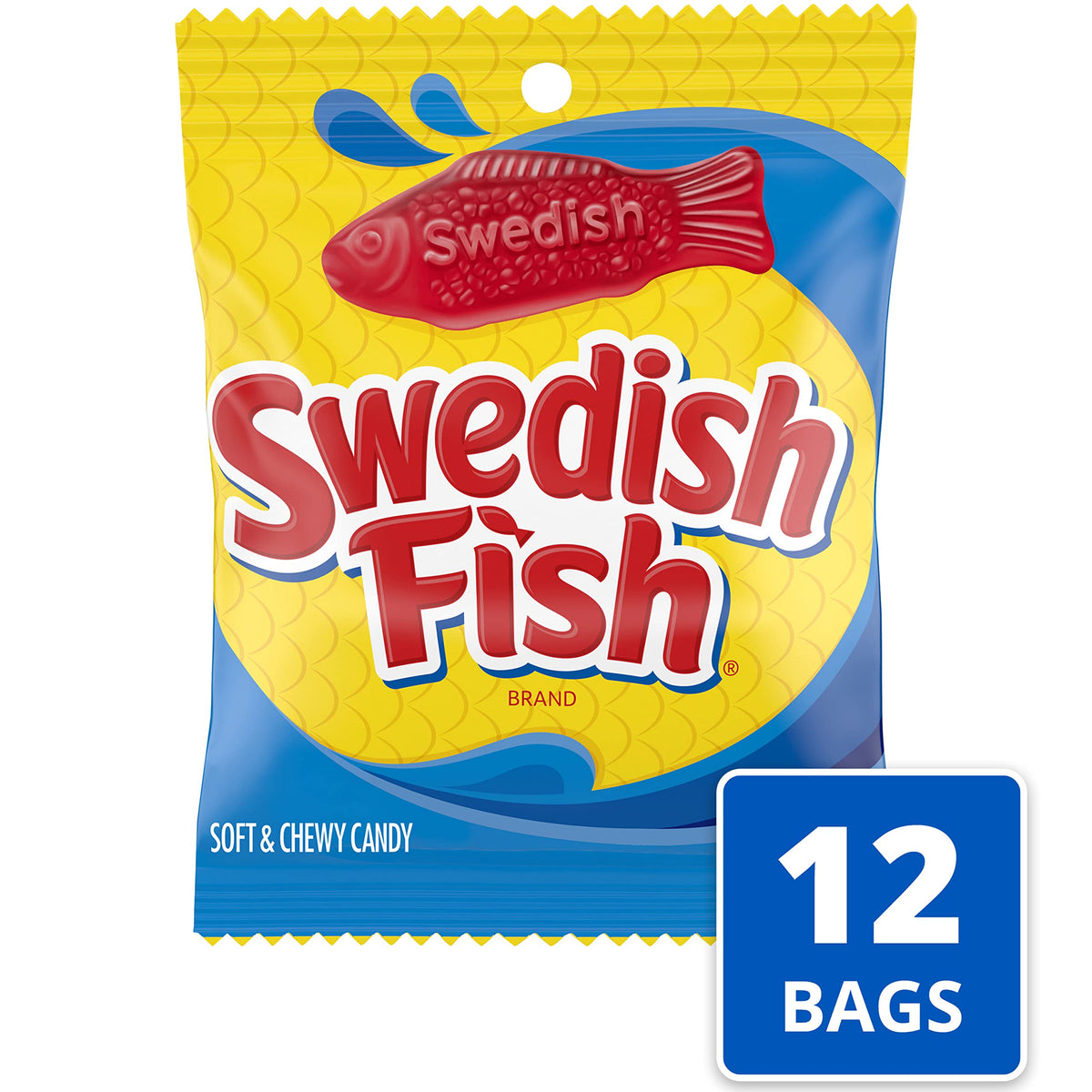 SWEDISH FISH Soft & Chewy Candy – 12 Bags of Fruity Red Fish (Fat Free)