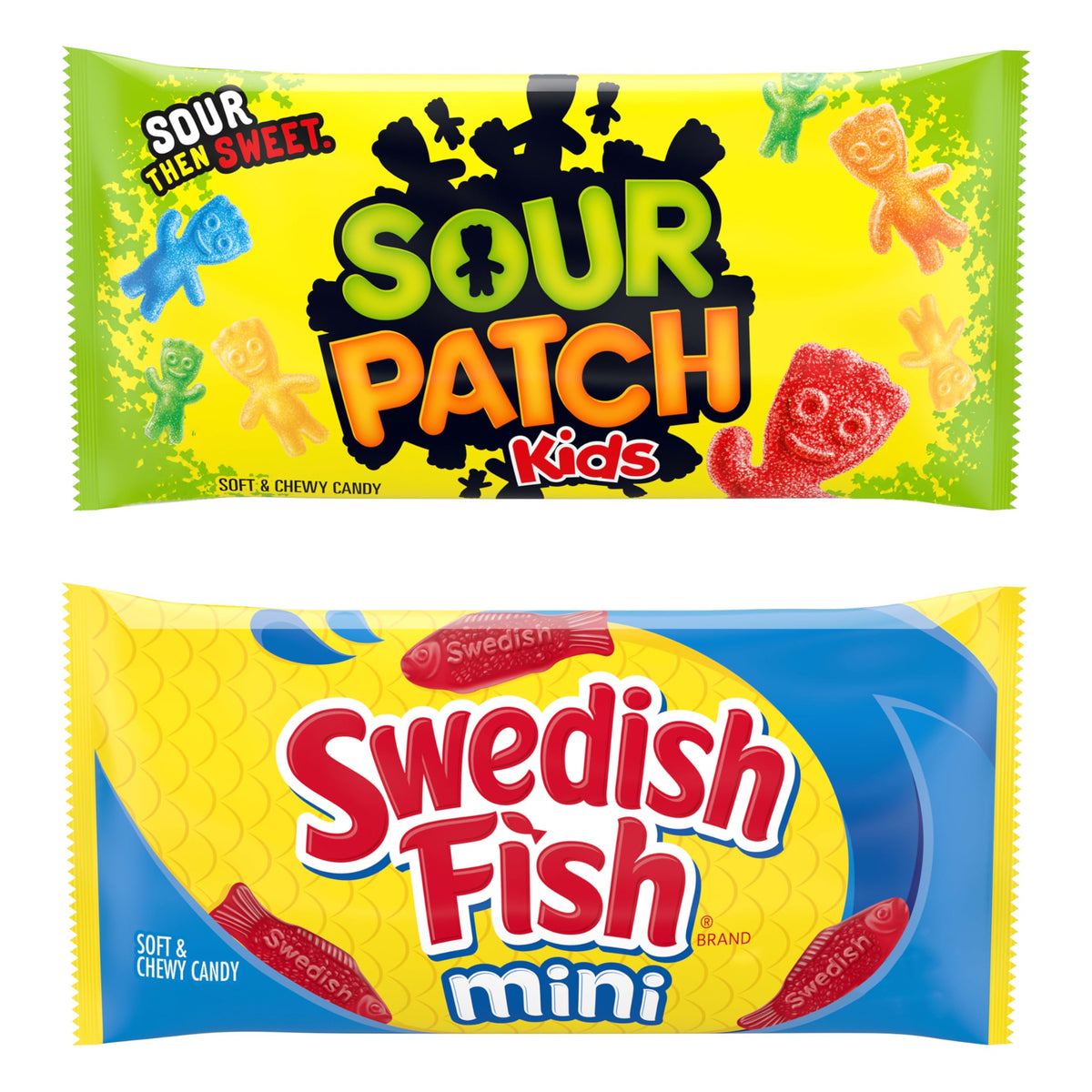 SOUR PATCH KIDS & SWEDISH FISH Mini Soft & Chewy Candy Variety Pack — 20 Snack Packs