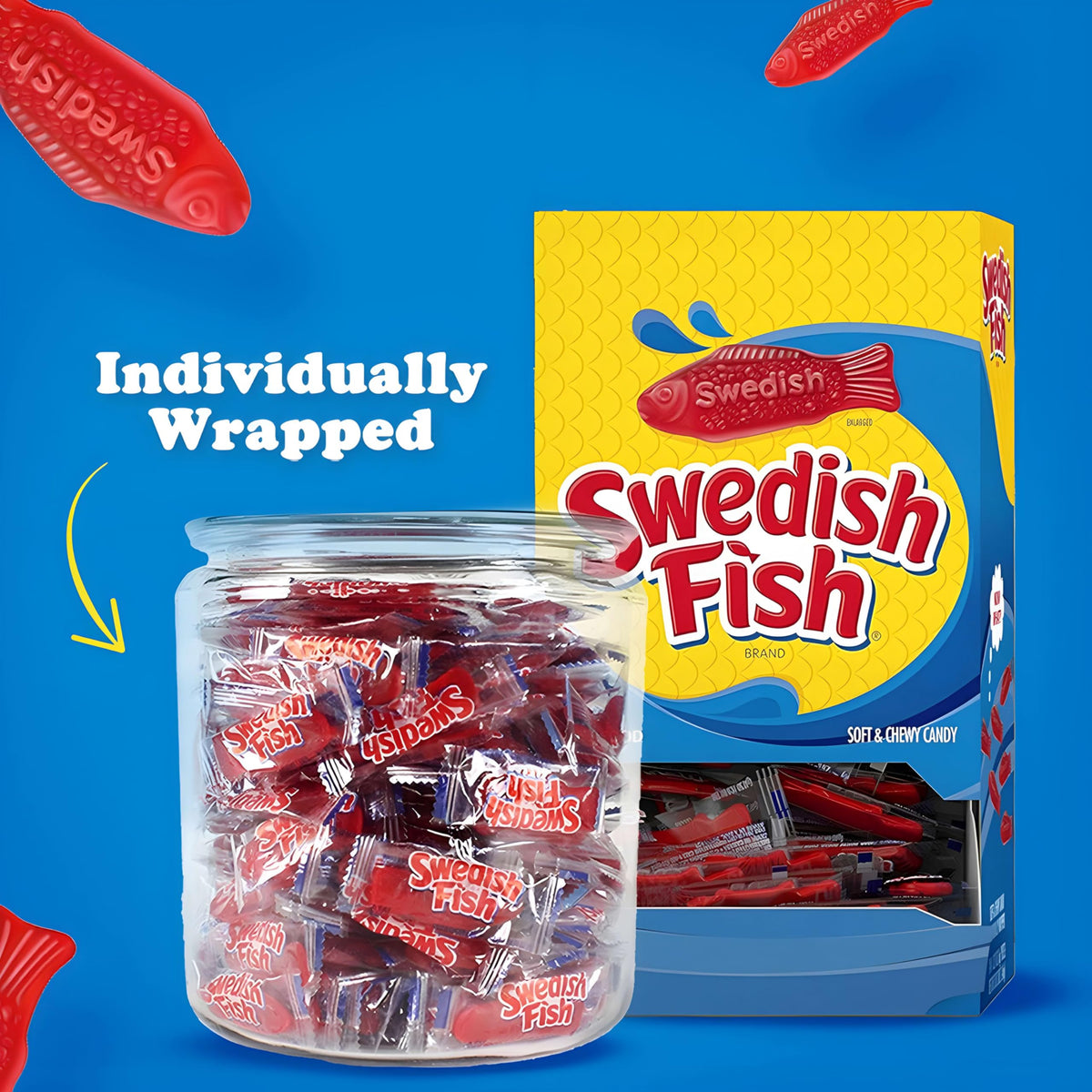 SWEDISH FISH Individually Wrapped Soft & Chewy Gummy Candy - 240 Count Bulk Box