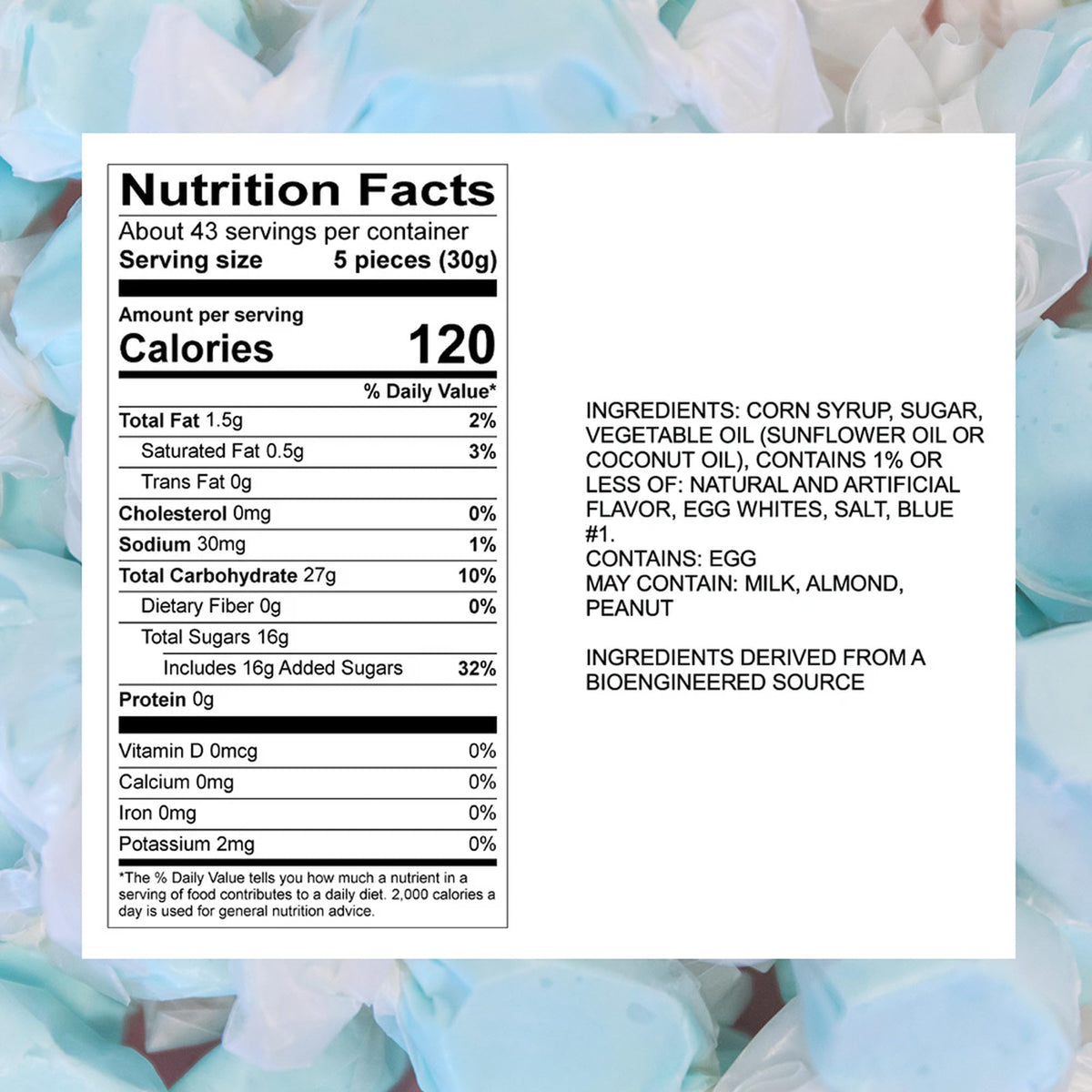 Sweet Candy Company Salt Water Taffy — Cotton Candy Flavor, 3 lb Bulk Bag