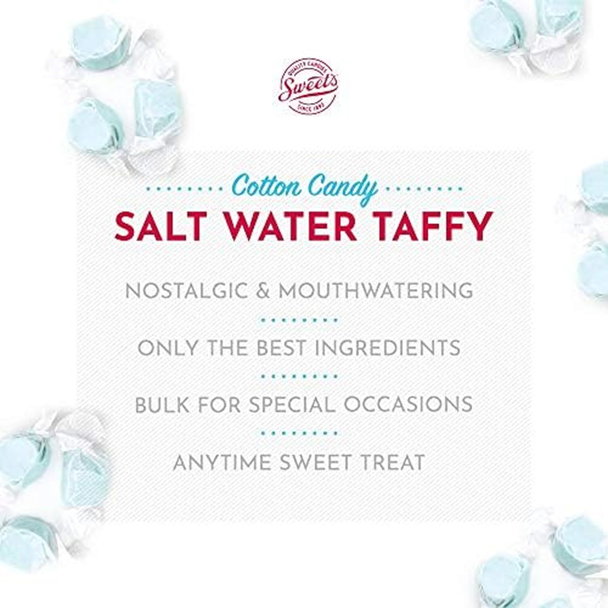 Sweet Candy Company Salt Water Taffy — Cotton Candy Flavor, 3 lb Bulk Bag