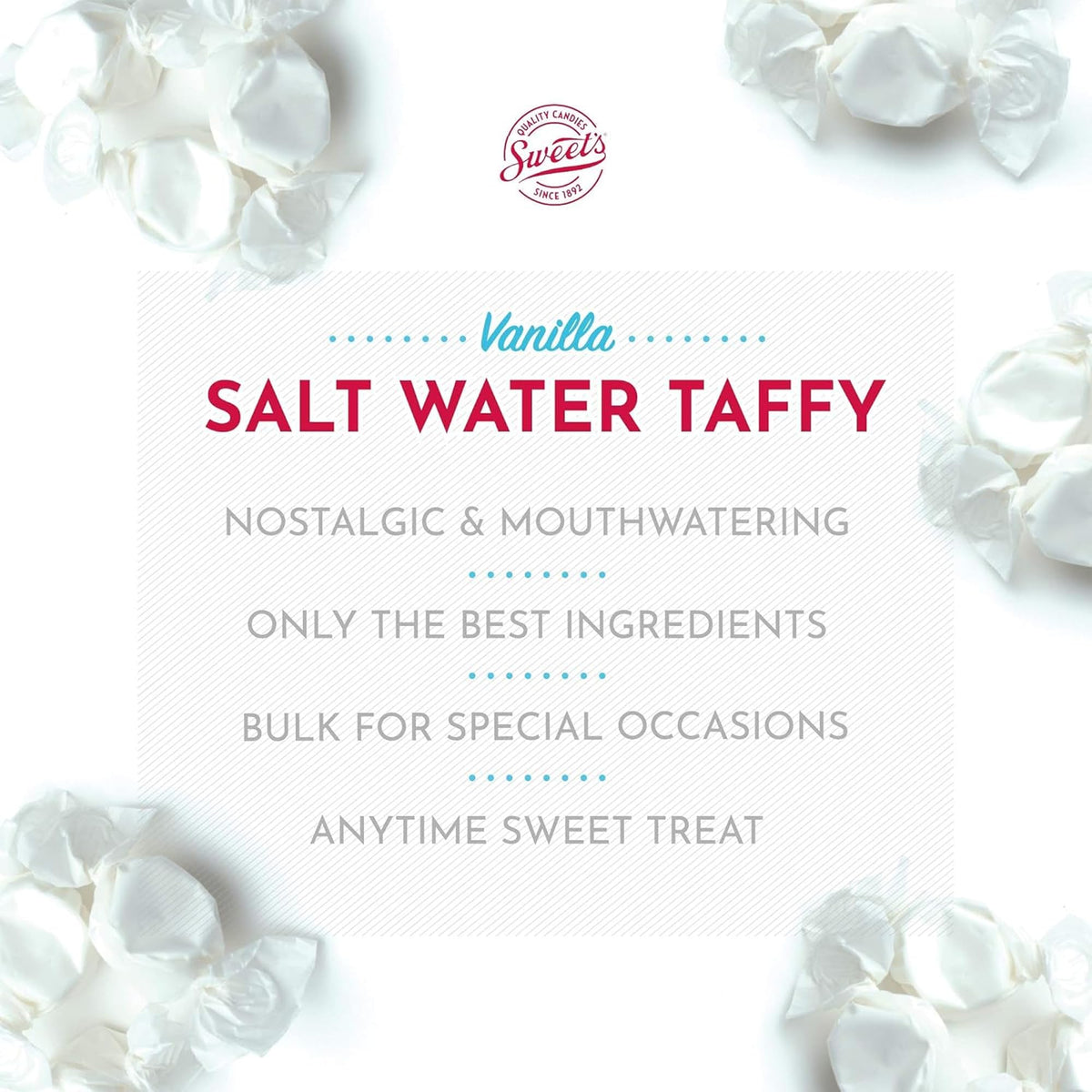 Sweet Candy Company Salt Water Taffy Vanilla – 3 lb Bulk, Individually Wrapped
