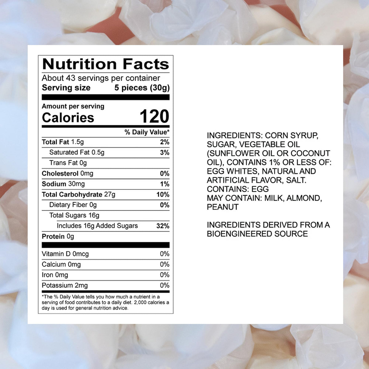 Sweet Candy Company Salt Water Taffy Vanilla – 3 lb Bulk, Individually Wrapped