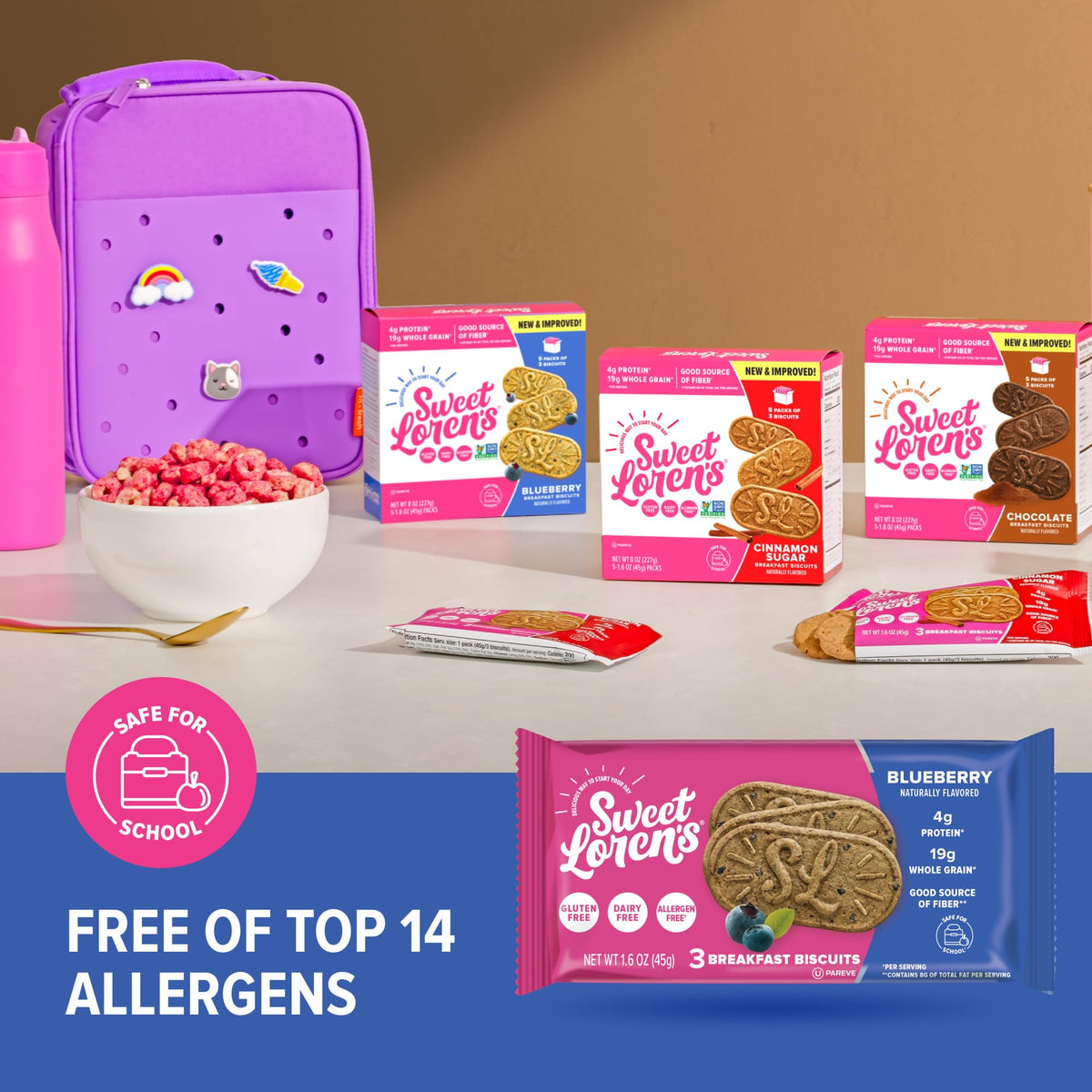 Sweet Loren's Vegan Blueberry Breakfast Biscuits – 4g Protein, 19g Whole Grains | Gluten-Free & Dairy-Free