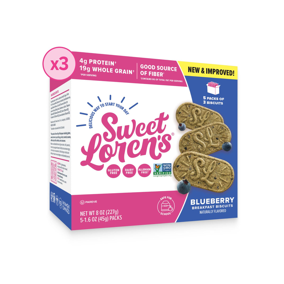 Sweet Loren's Vegan Blueberry Breakfast Biscuits – 4g Protein, 19g Whole Grains | Gluten-Free & Dairy-Free