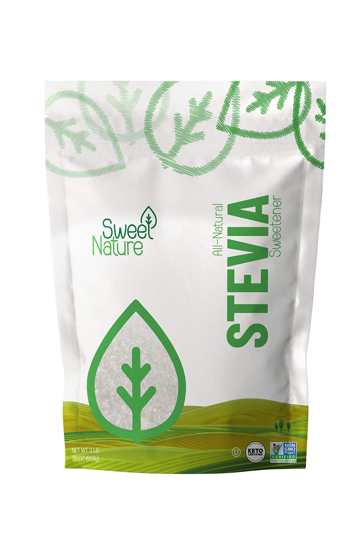 Sweet Nature Stevia Erythritol Sweetener Powder – Keto Sugar Substitute, Vegan, Kosher, 32 oz