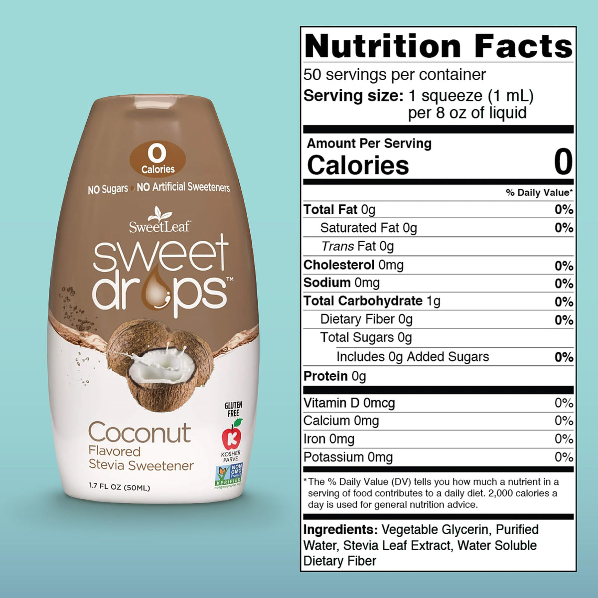 SweetLeaf Coconut Sweet Drops – Zero-Calorie Stevia Liquid Sweetener (6 Pack)