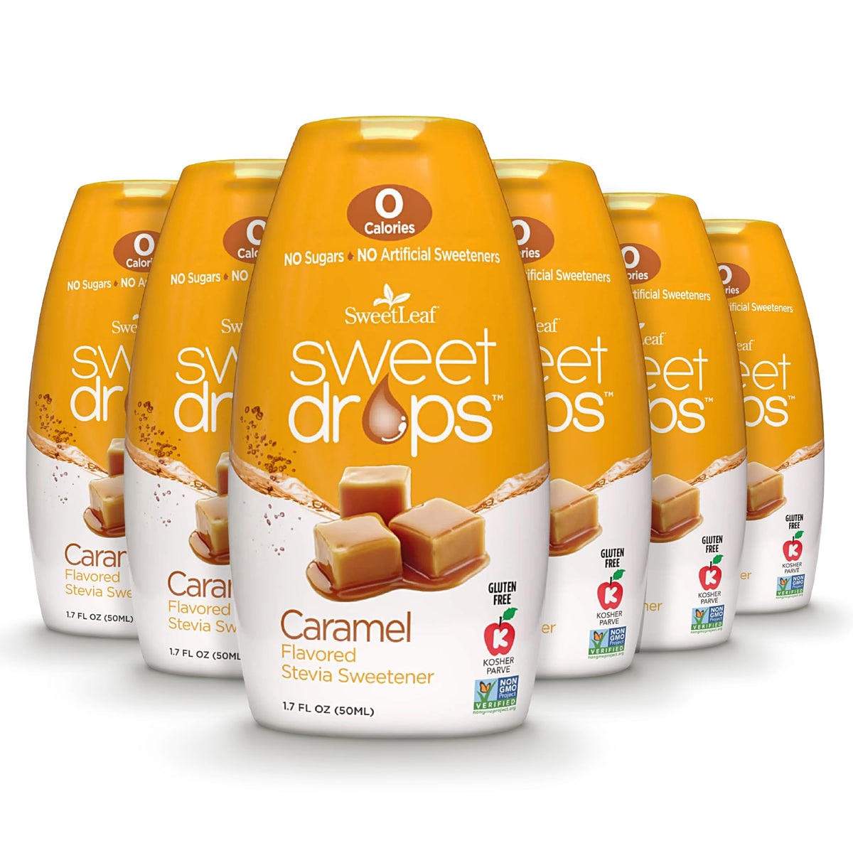 SweetLeaf Sweet Drops Caramel – Zero-Calorie Flavored Stevia Liquid Sweetener (Gluten Free, Keto Friendly, Non-GMO) – Pack of 6