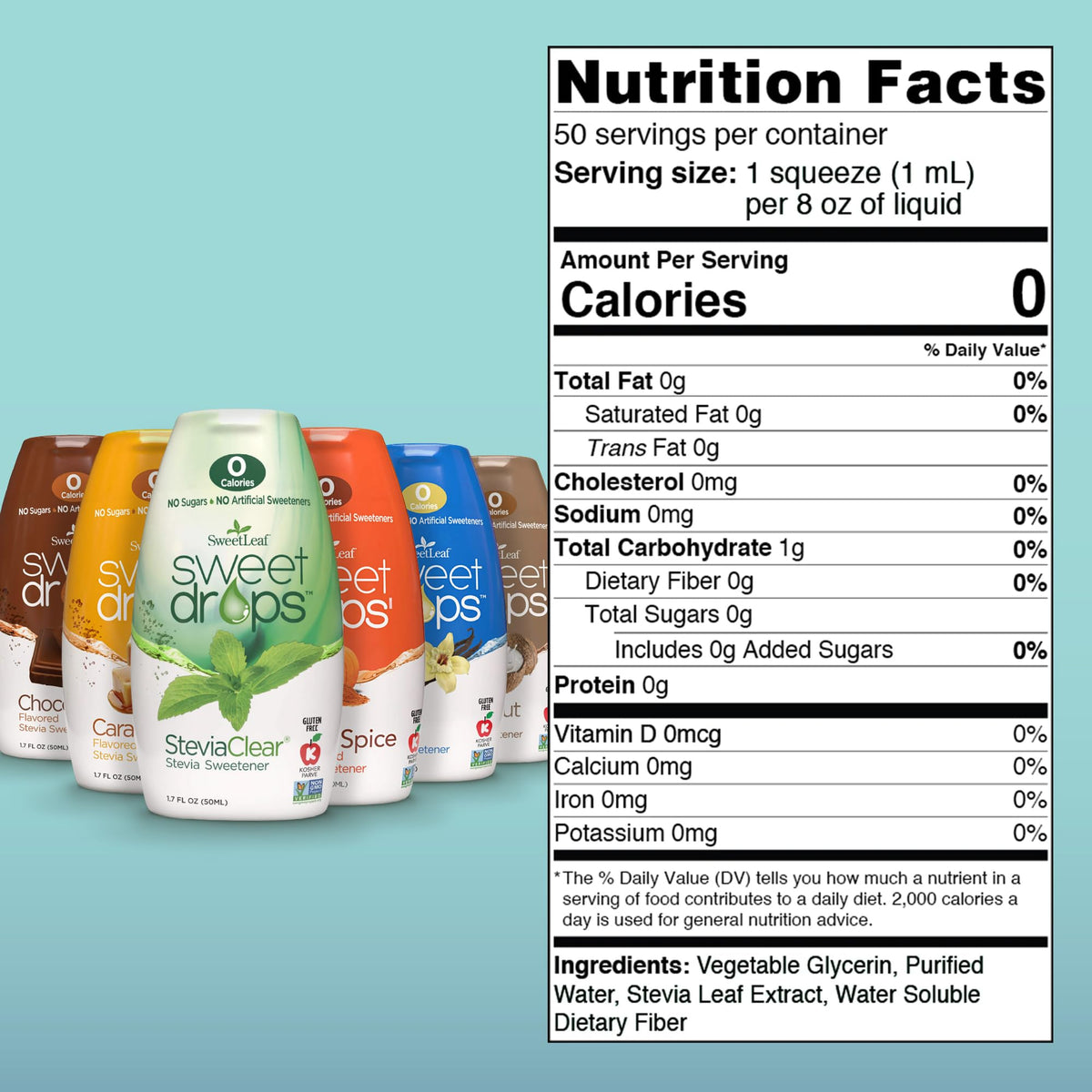 SweetLeaf Sweet Drops – Flavored Stevia Liquid Sweetener, Zero Calorie, Keto & Gluten Free | Variety Pack (6 x 1.7 fl oz)