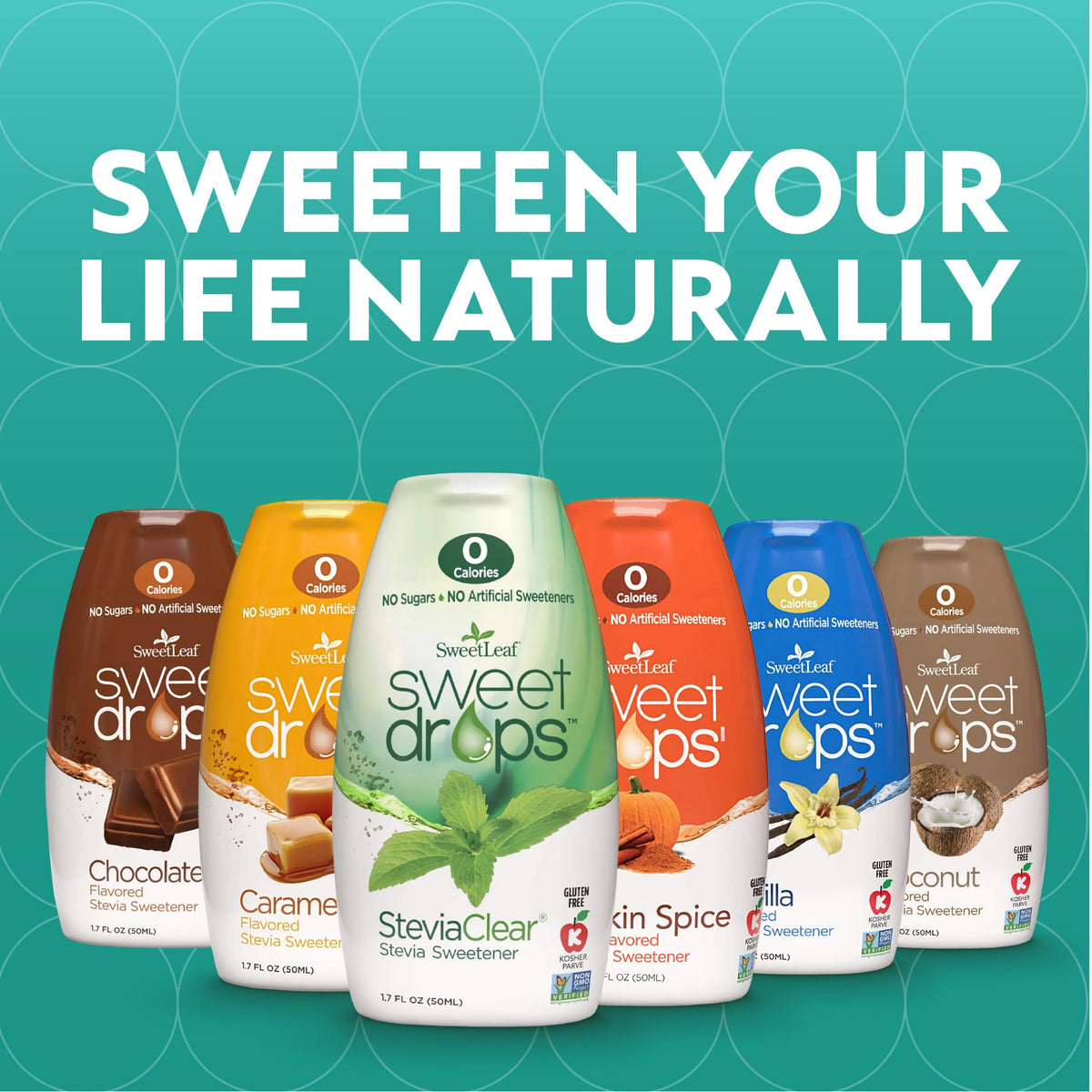 SweetLeaf Sweet Drops - Zero-Calorie Flavored Stevia Liquid Sweetener (5 x 1.7 oz)